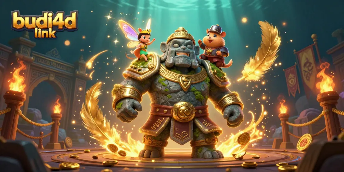 Engage with the rich world of budi4d link, featuring a golem guardian and fairy in a vibrant casino scene.