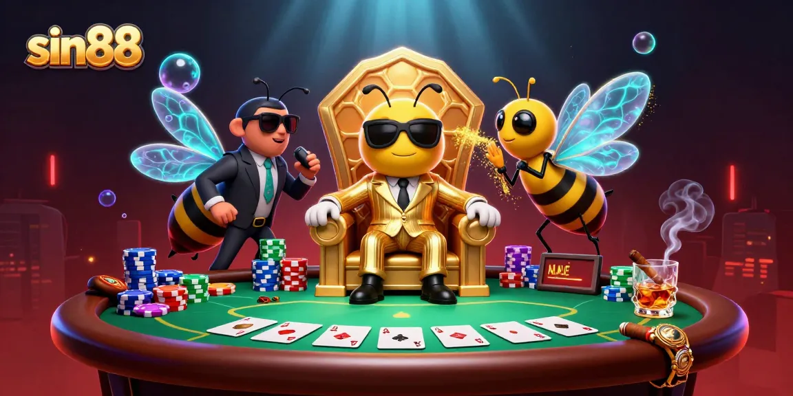 Sin88 promotes excitement at a vibrant poker table with colorful chips and characters in action.