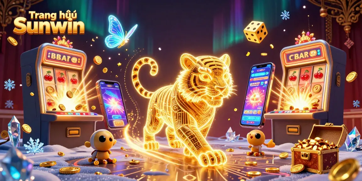 Experience the vibrant world of Trang chủ Sunwin as 3D tiger and butterflies illuminate a digital casino.