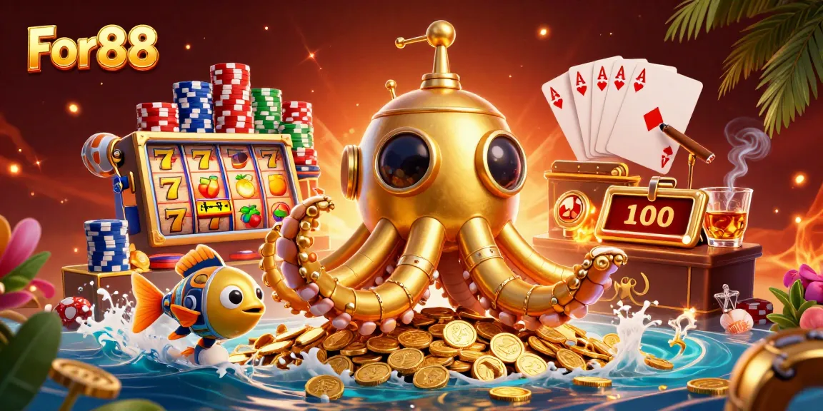 Join the thrilling adventure with For88 as the golden kraken submarine surfaces in coins!