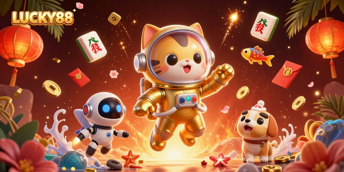 Experience LUCKY88 in an exhilarating casino adventure with vibrant game elements and dynamic characters.