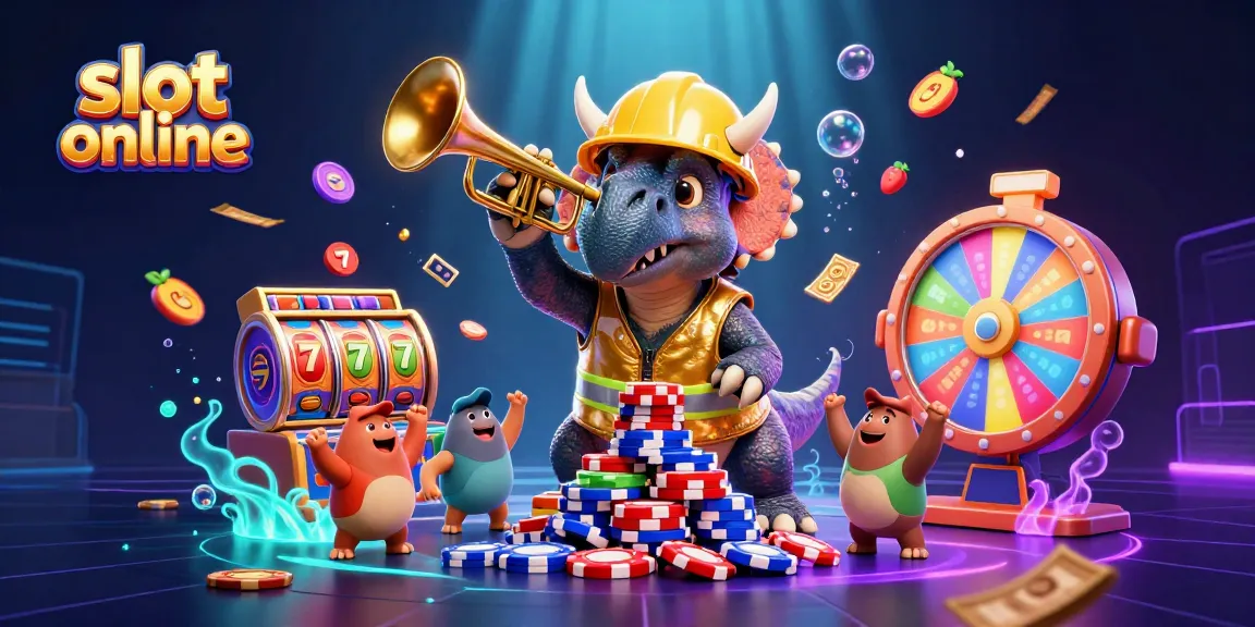 Engage with slot online excitement as 3D characters celebrate wins amidst vibrant gambling elements.