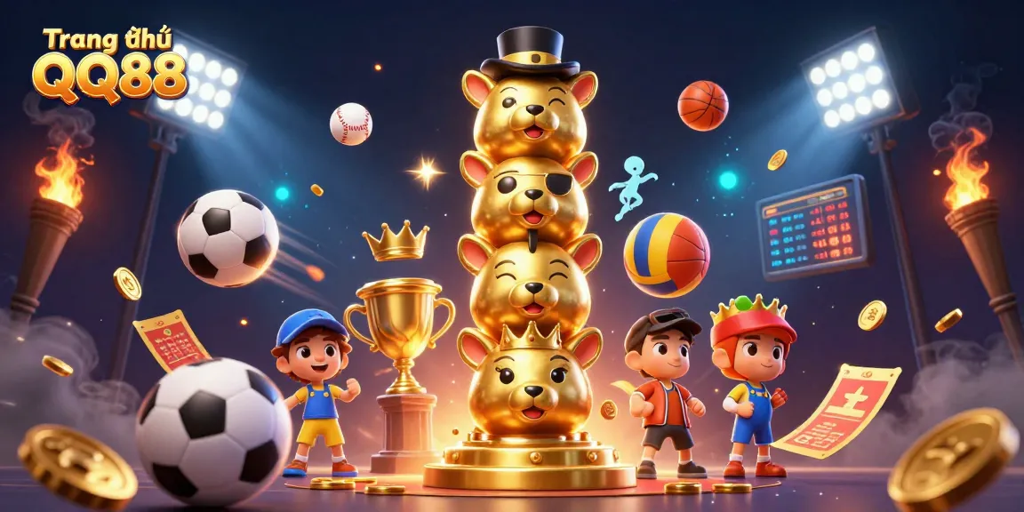 Engage with Trang chủ QQ88 featuring a vibrant 3D sports betting scene, captivating players with dynamic elements.