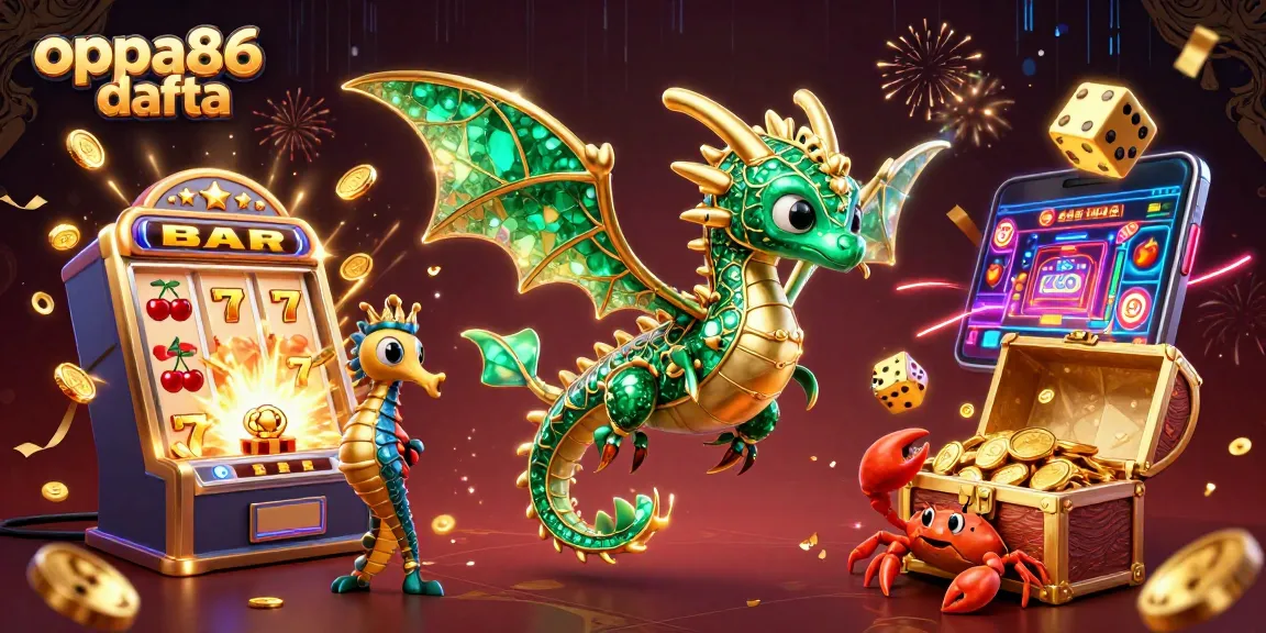 Play thrilling games with oppa86 dafta, featuring a vibrant underwater scene with a dragon and gold treasure.