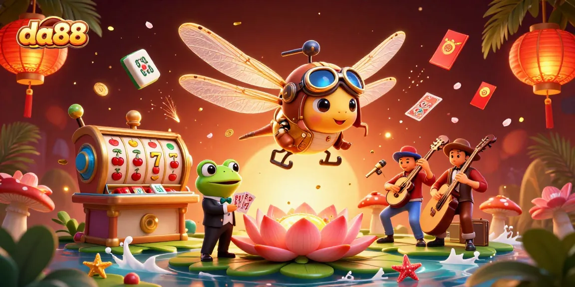 Experience da88's thrilling casino action with vibrant characters and slot game elements.