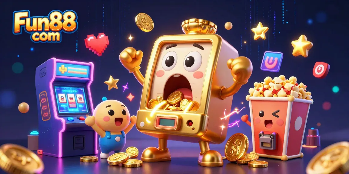 Watch Fun88 com's animated jackpot moment with vibrant slot machine celebrations.
